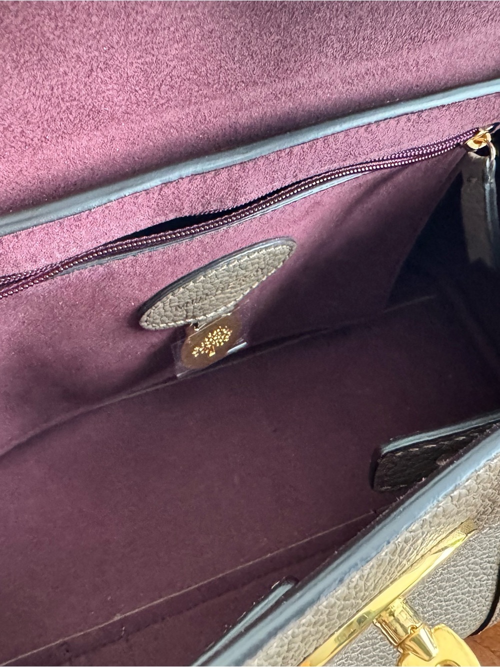 Mulberry Taupe Grain Leather Satchel with Gold Hardware - Picture 4 of 4